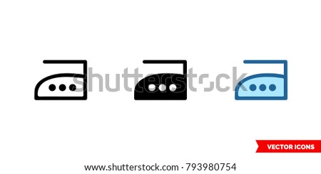 Iron maximum temperature 200C icon of 3 types: color, black and white, outline. Isolated vector sign symbol.