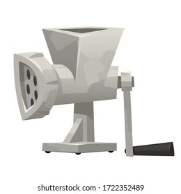 Iron meat grinder in cartoon style on white background vector