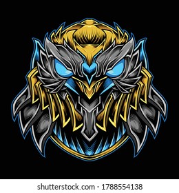 Iron Mecha Owl Logo Illustration