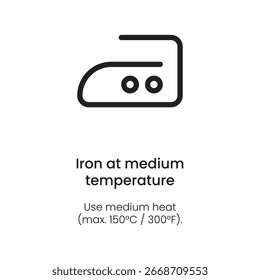 Iron at Medium Temperature Symbol - Laundry Care Vector Icon
