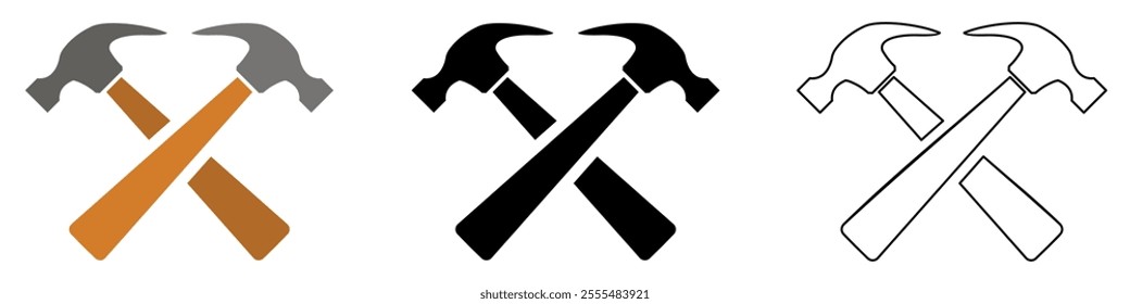 iron or metal hammer, engineering or crafting tool, repair hardware vector pictogram sign icon symbol ui and ux design, glyphs and stroke line

