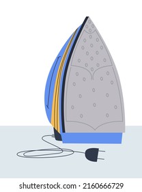 Iron with metal surface and steam holes. Flat illustration. Eps10