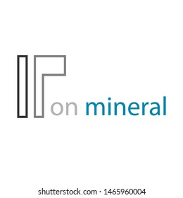 Iron Mineral Logo. The Mono Line Logo Concept. Gray, Blue.