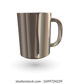 Iron mug. Drawn cup on a white background. Vector illustration