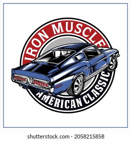 IRON MUSCLE CAR ILLUSTRATION GRAPHIC