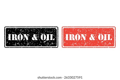 iron and oil grunge stamp design, vector, isolated on transparent background