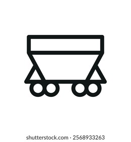 Iron ore hopper line icon, iron ore train wagon vector symbol with editable stroke