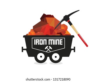 Iron Ore Mine Wagon. Trolley With Iron.