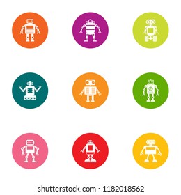 Iron orgasm icons set. Flat set of 9 iron orgasm vector icons for web isolated on white background
