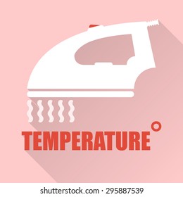 Iron in pink background which produces steam. Caution: high temperatures.