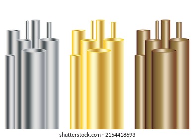 Iron pipes in abstract style on white background. Vector illustration. stock image. 