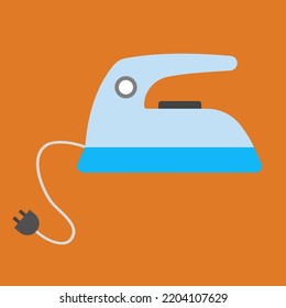 Iron with plug, illustration, vector, cartoon