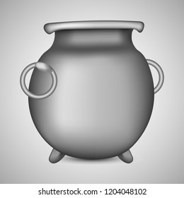 Iron Pot for Patrick Day. Boiler for Witch Potions. Kettle for Cooking Food. Vector Illustration for your Design, Game, Card.