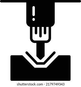 Iron press and molding machine Concept, Steel Sheet Punching Vector Icon Design, Arc welding equipment and Metal Work Symbol, Construction and Industrial manufacturing Sign, 