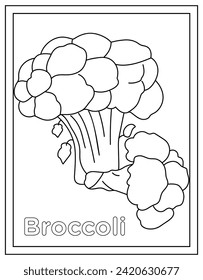 Iron rich vegetable, broccoli coloring page 