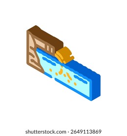 rico em ferro resíduo poluindo corpos de água locais ícone isométrico vetor. ferro resíduo poluindo local corpos de água sinal. símbolo isolado ilustração