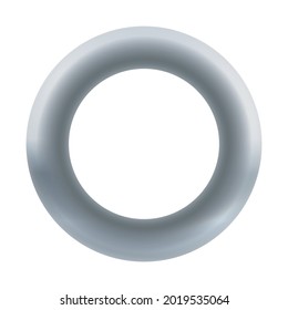 Iron ring, smooth polished metal steel torus, gray circle logo. Isolated vector illustration on white background.
