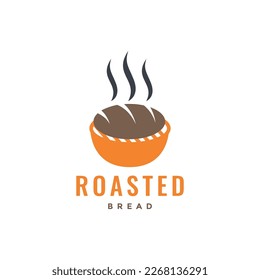 iron roaster beef bread camp holidays minimal colorful logo design vector