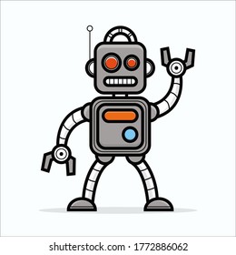 iron robot character vector illustration