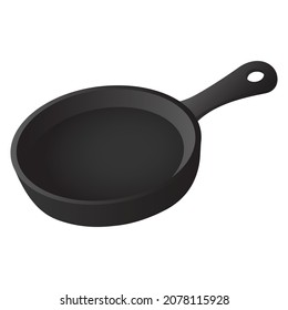 iron round pan cartoon vector isolated object