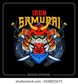 Iron Samurai Illustration T Shirt and Apparel Printing Design