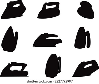Iron set isolated vector Silhouette