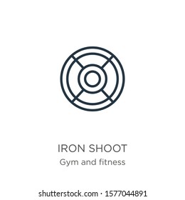 Iron shoot icon. Thin linear iron shoot outline icon isolated on white background from gym and fitness collection. Line vector sign, symbol for web and mobile