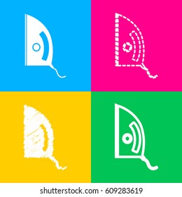 Iron sign. Four styles of icon on four color squares.