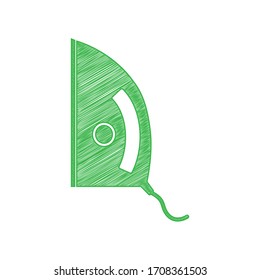 Iron sign. Green scribble Icon with solid contour on white background. Illustration.