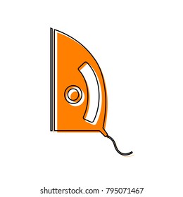 Iron sign. Vector. Black line icon with shifted flat orange filled icon on white background. Isolated.