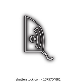 Iron sign. Vector. Double contour black icon with soft shadow at white background. Isolated.