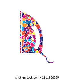 Iron sign. Vector. Stained glass icon on white background. Colorful polygons. Isolated.