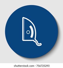 Iron sign. Vector. White contour icon in dark cerulean circle at white background. Isolated.