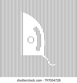 Iron sign. Vector. White icon on grayish striped background. Optical illusion.