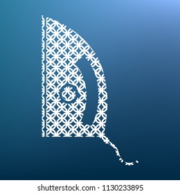 Iron sign. Vector. White textured icon at lapis lazuli gradient background.