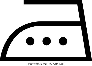 Iron silhouette symbol with one dot. Ironing temperature up to 200°C. The fabric can withstand heat and contact with the soleplate of an iron up to 200°C. Information on the garment label. Warning.