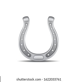 iron silver horseshoe realistic illustration vector isolated in white background