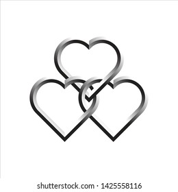 Iron silver love icon. metallic love logo. love icon. heart icon.