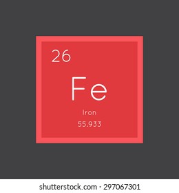 Iron simple style tile icon. Chemical element of periodic table. Vector illustration EPS8