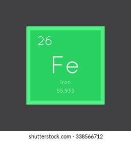 Iron simple style tile icon. Chemical element of periodic table. Vector illustration EPS8