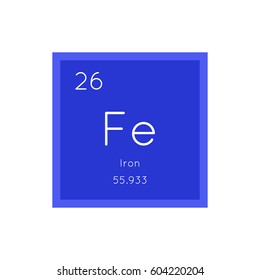 Iron simple style tile icon. Chemical element of periodic table. Vector illustration EPS8