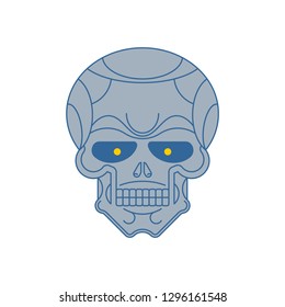 Iron skull. Metal head skeleton. Vector illustration 
