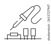 iron solder soldering line icon vector. iron solder soldering sign. isolated contour symbol black illustration