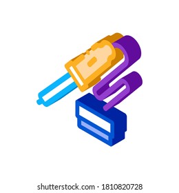 vector de icono de herramienta de soldadura de hierro. signo de la herramienta de soldadura de hierro isométrico. ilustración de símbolo aislado de color