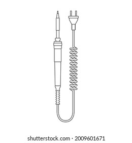 Iron solder vector outline icon. Vector illustration soldering on white background. Isolated outline illustration icon of iron solder.