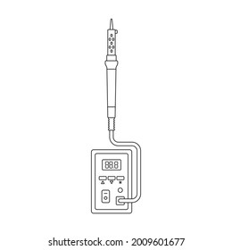 Iron solder vector outline icon. Vector illustration soldering on white background. Isolated outline illustration icon of iron solder.