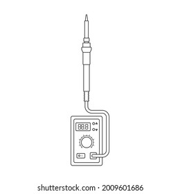 Iron solder vector outline icon. Vector illustration soldering on white background. Isolated outline illustration icon of iron solder.