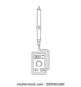 Iron solder vector outline icon. Vector illustration soldering on white background. Isolated outline illustration icon of iron solder.