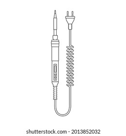 Icono de contorno del vector de la soldadura de hierro. Ilustración vectorial soldadura sobre fondo blanco. Icono de ilustración de contorno aislado de soldadura de hierro.