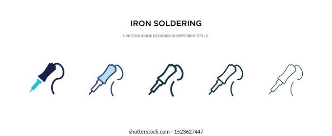 iron soldering icon in different style vector illustration. two colored and black iron soldering vector icons designed in filled, outline, line and stroke style can be used for web, mobile, ui